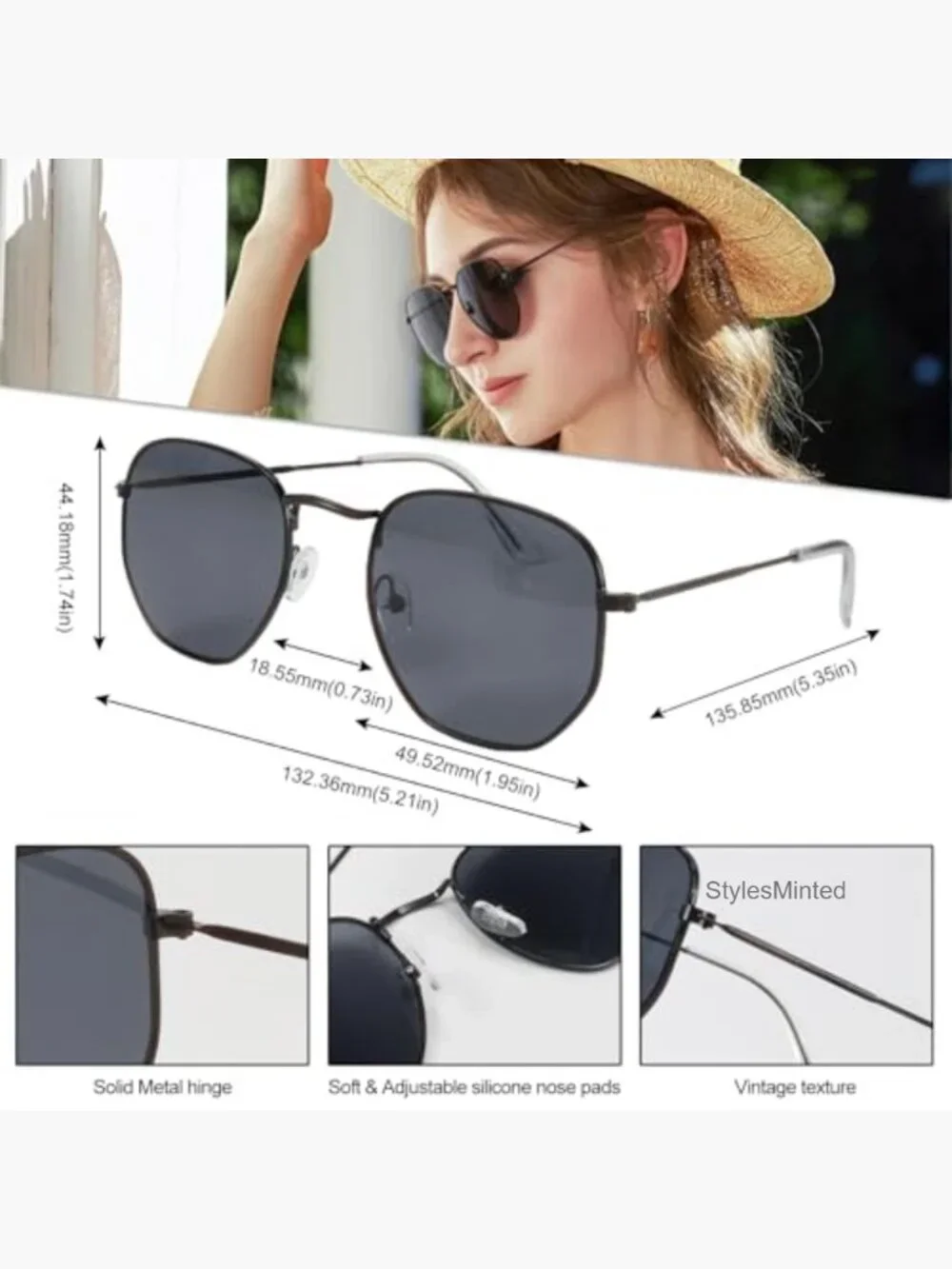 2 Pack Polygon Metal Sunglasses UV400 Protection